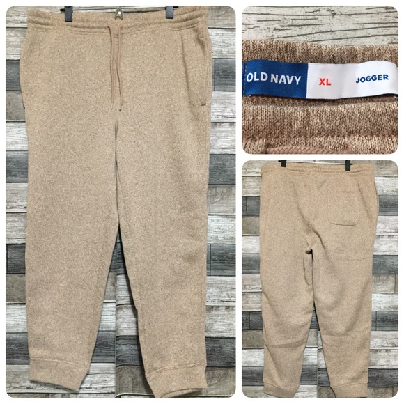 Old Navy Jogger Sweatpants Men’s XL Tan (Inseam 28.5) Drawstring Tapered - Picture 1 of 9